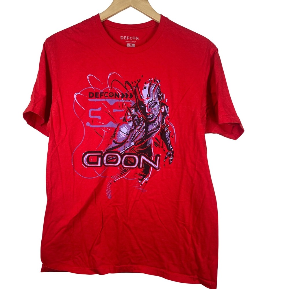 DEFCON Goon Red Graphic T-Shirt Mens Medium  Convention Tech Staff Tee
